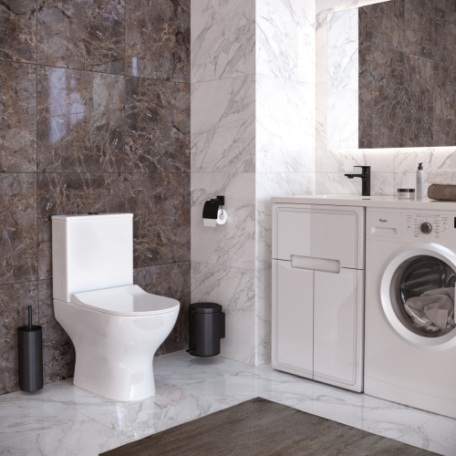 Унитаз напольный с бачком Taliente Arte AR35045+Nero pulsante белый с сиденьем безободковый душевой смыв - фото 5